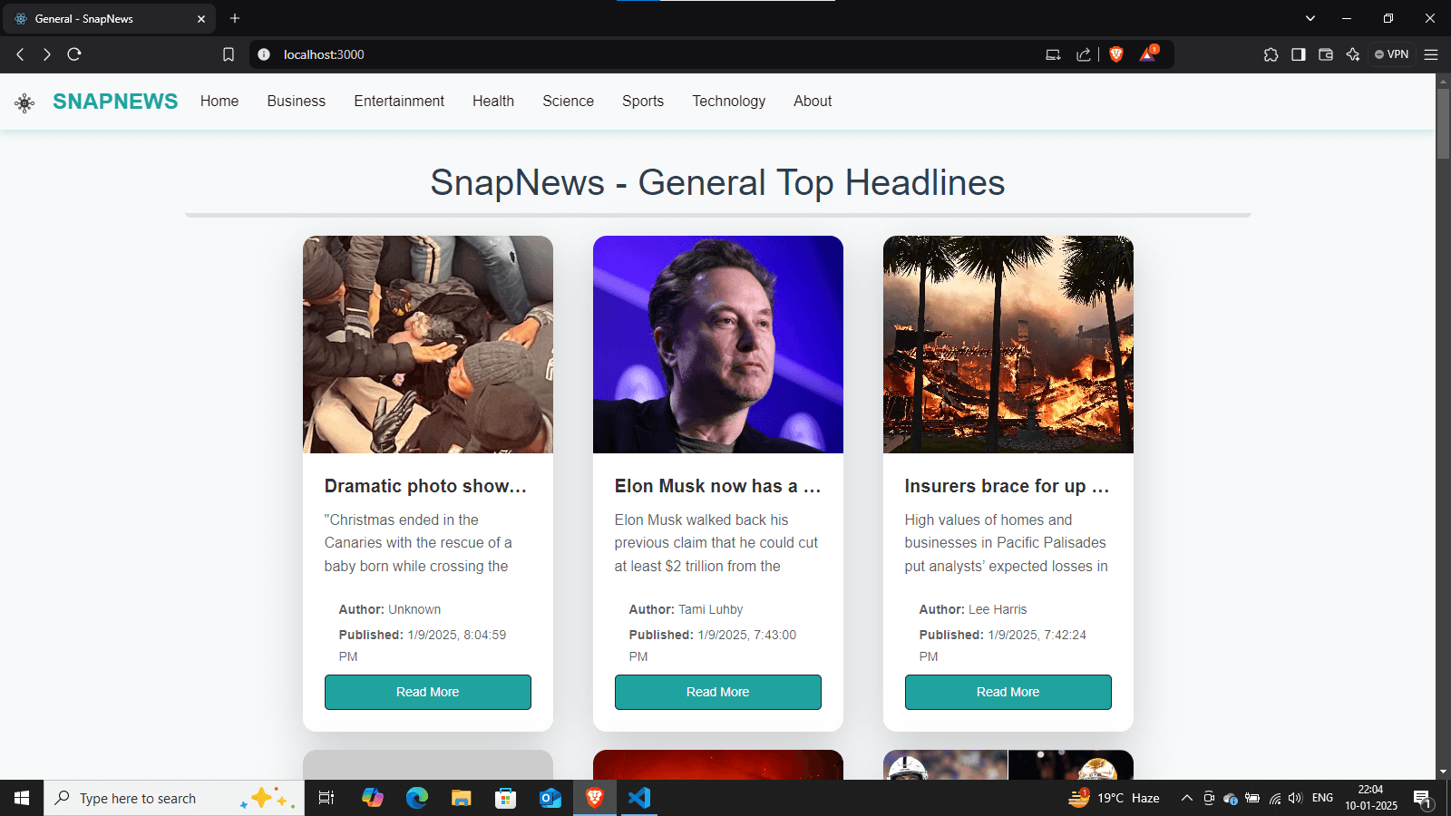 SnapNews Desktop Interface